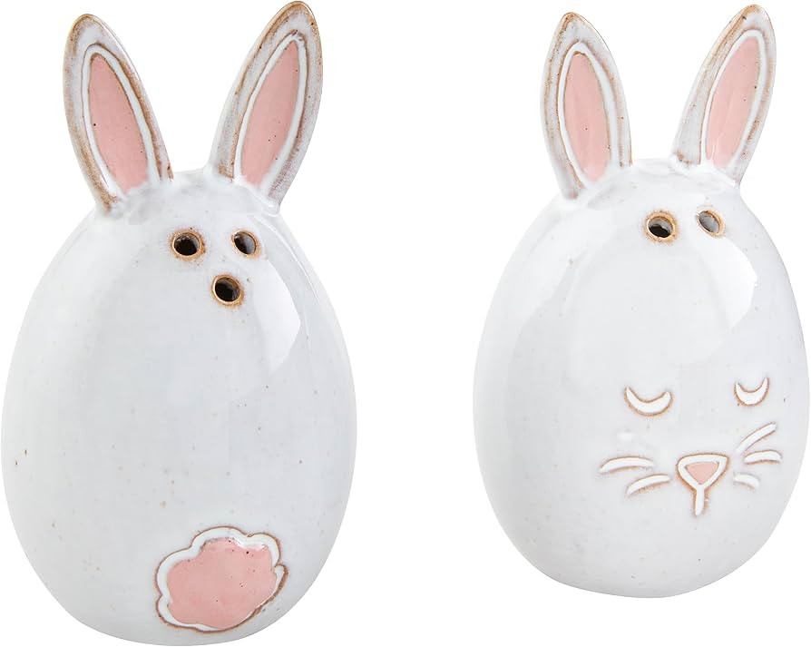 Mud Pie Bunny Salt and Pepper Set, 2" dia x 3.5", WHITE | Amazon (US)