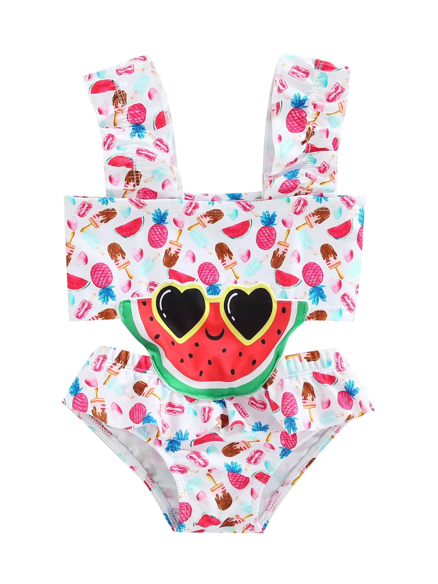 TheFound Toddler Baby Girl One-Piece Swimsuit 2T 3T 4T 5T Kids Bathing Suit Watermelon Print Slee... | Walmart (US)