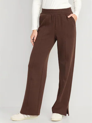High-Waisted Dynamic Fleece Wide-Leg Trouser Pants for Women | Old Navy (US)