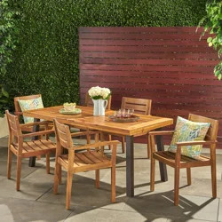 Ricardo Outdoor Rustic 7 Piece Teak Dining Set | Joss & Main | Wayfair North America