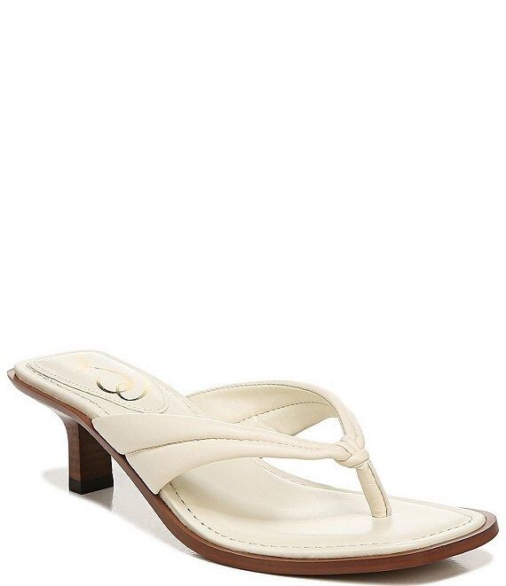 Daphney Leather Puff Kitten Heel Thong Sandals | Dillard's