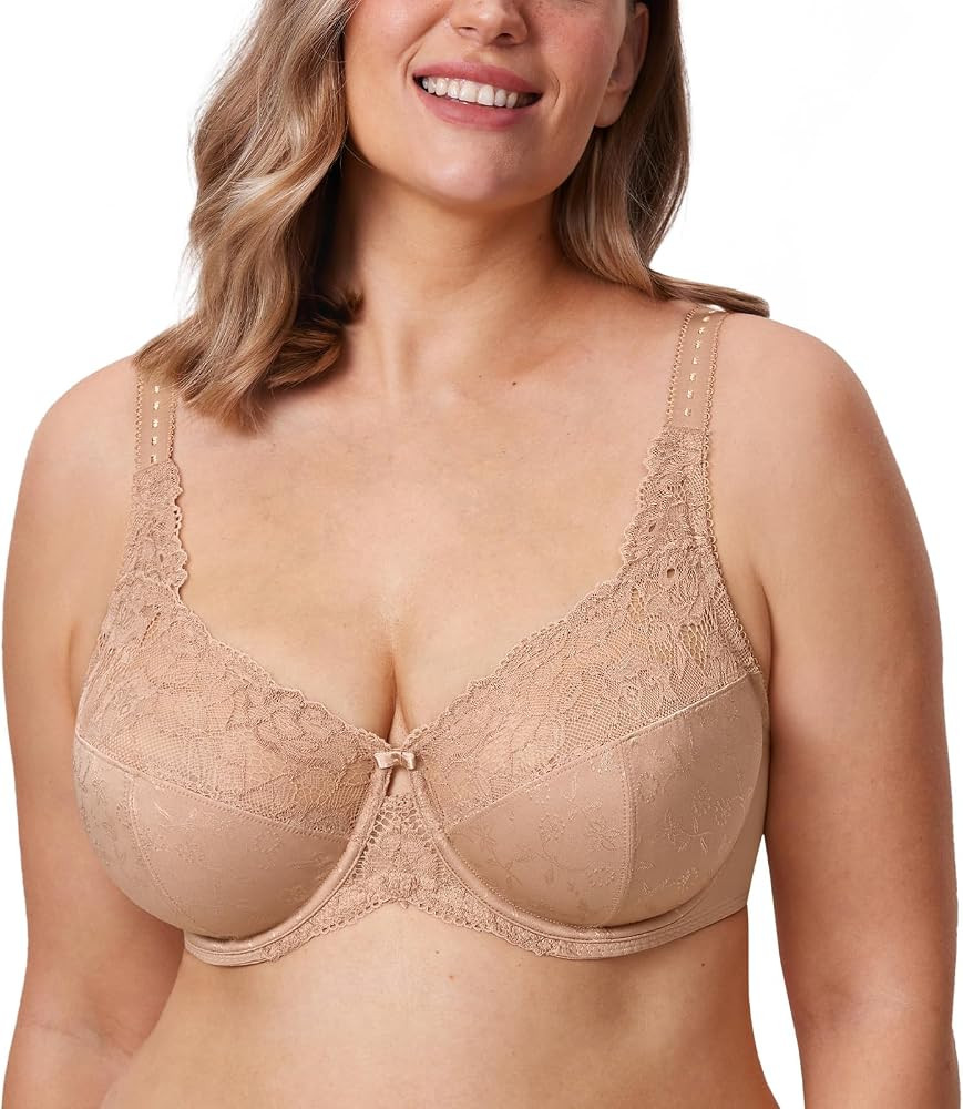 DELIMIRA Women's Minimizer Full Coverage Lace Bras | Amazon (US)