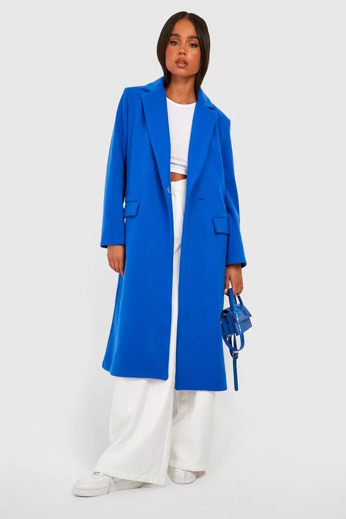 Petite Premium Wool Look Longline Coat | Boohoo.com (UK & IE)