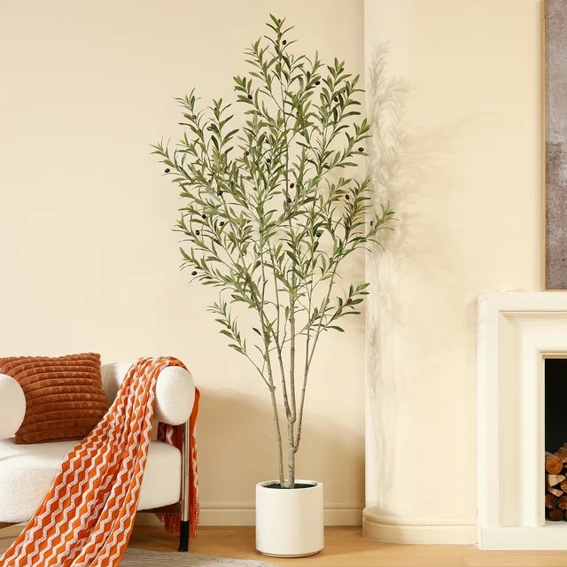 7FT Large Artificial Olive Tree Tree Plant in White Planter. 12 lb. DR.Planzen | Walmart (US)