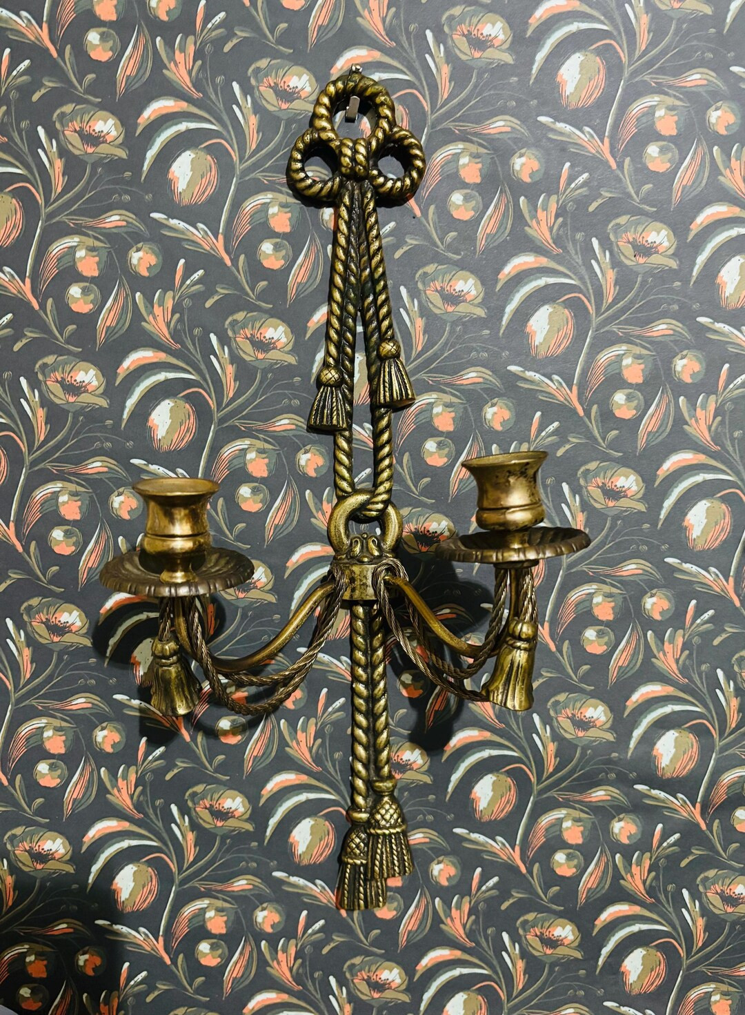 Rare Antique Brass Wall Sconce Rope and Tassel Design Made in England - Etsy | Etsy (US)