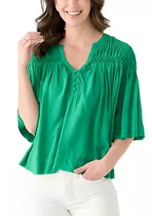 Crown & Ivy™ Women's 3/4 Sleeve Pintuck Top | Belk