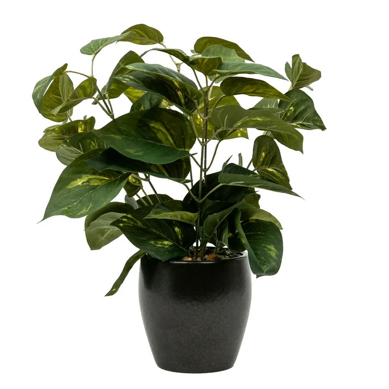 Better Homes & Gardens Artificial Dieffenbachia in Dark Brown Ceramic Planter, 12" | Walmart (US)