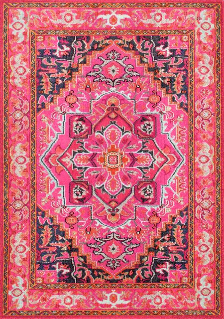 Violet Pink Center Medallion 3' x 5' Area Rug | Rugs USA