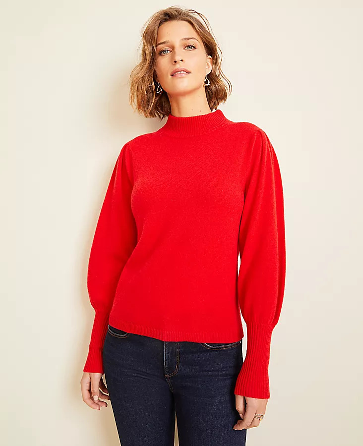 >Cashmere Balloon Sleeve Sweater | Ann Taylor (US)