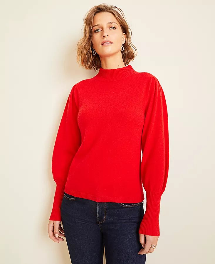 Cashmere Balloon Sleeve Sweater | Ann Taylor (US)