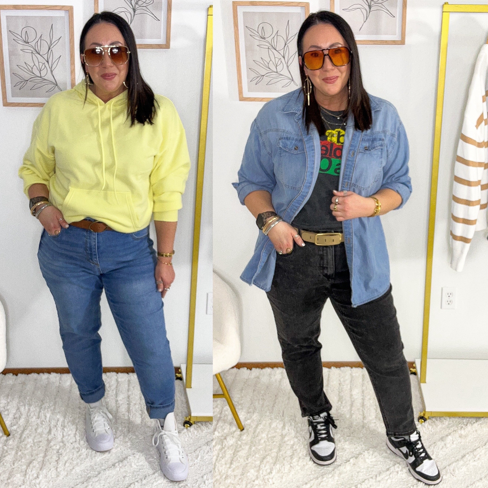 My favorite straight jeans from Walmart are on sale under $11! Had to grab the medium wash and black wash! Size 16 in both! Love the ankle length on these! Large denim button down. XL hoodie under $15! XL belts  

#LTKFindsUnder50 #LTKOver40 #LTKSaleAlert