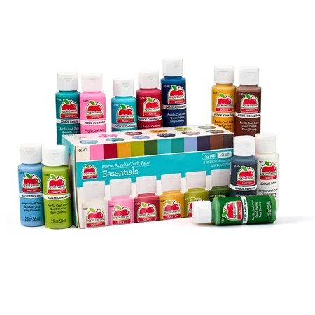 Apple Barrel Acrylic Craft Paint, Matte Finish, Essentials, 2 fl oz, 12 Piece | Walmart (US)