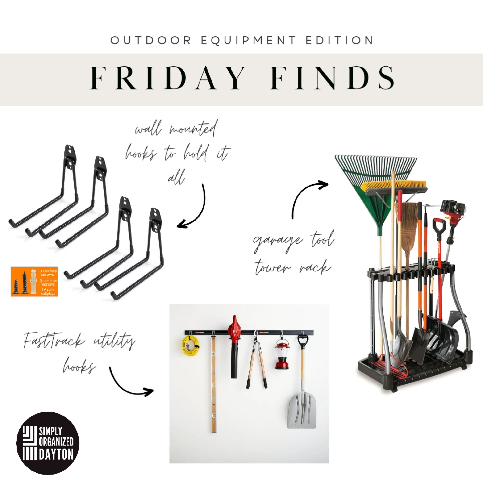 Are you still organizing your garage? 🤚

Here are some handy outdoor equipment finds to help:

▪️ Wall-mounted hooks: These can be used to hold almost anything.
▪️ FastTrack system: We love this system because you can make it your own!
▪️ Garage tool tower track: Keep everything in one spot, in the garage or shed.


#LTKSeasonal #LTKhome