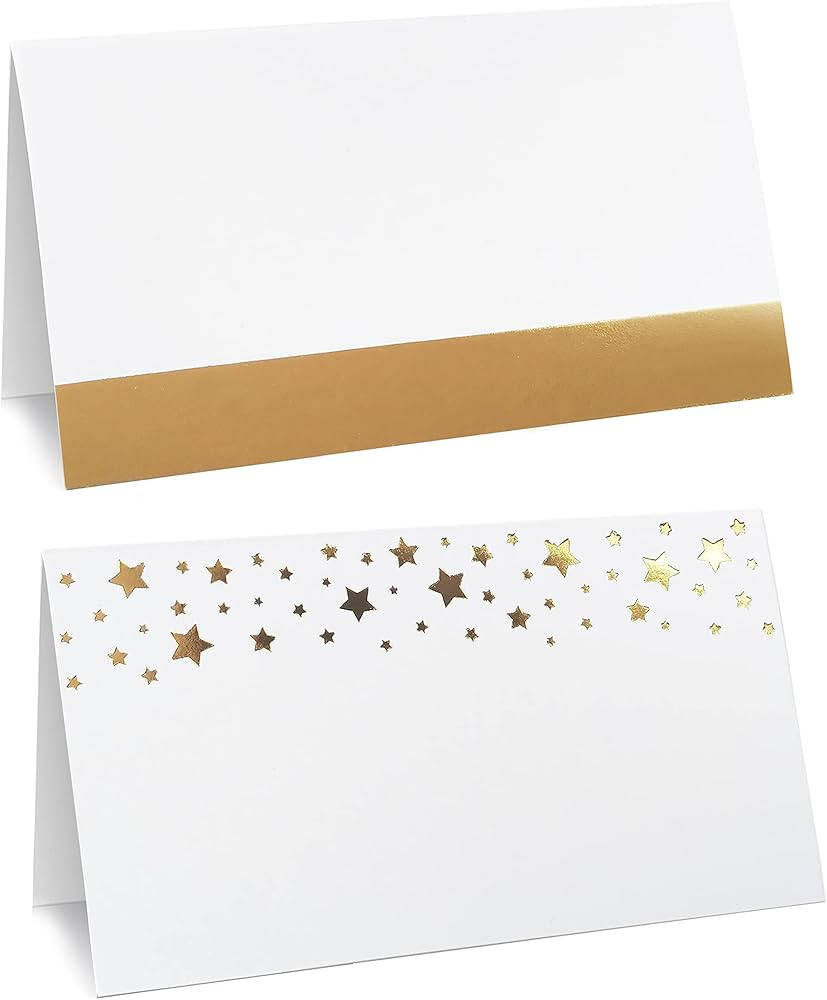 CLEVER SIGNS Gold Place Cards for Wedding or Party, 100 Pack, 2" X 3.5, Double Design, Gold Foil ... | Amazon (US)