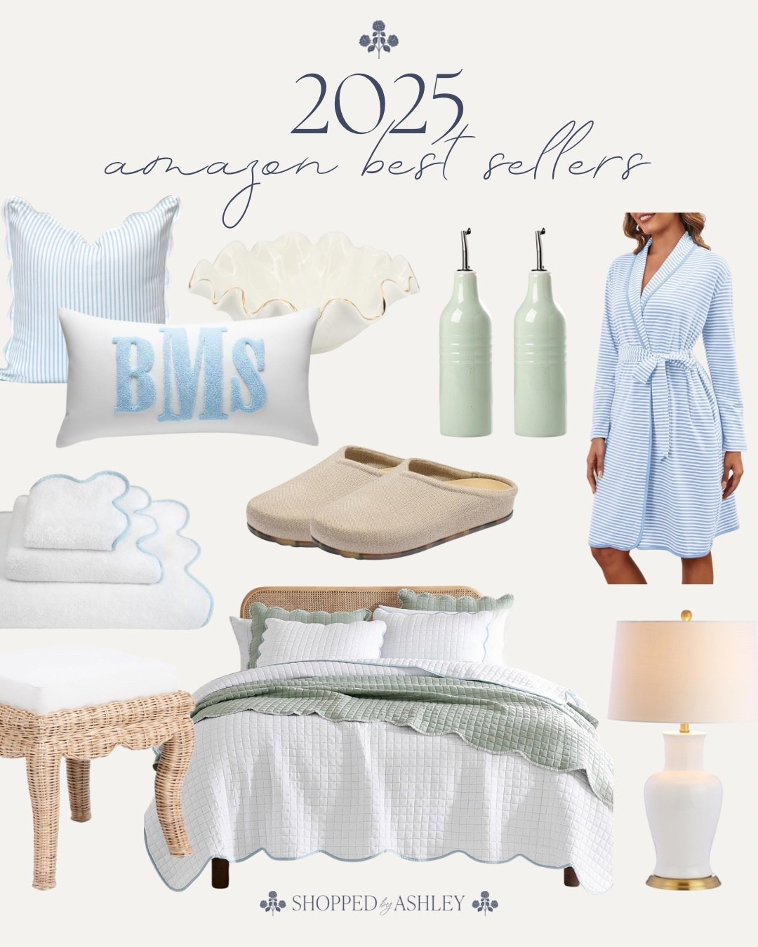 2025 Amazon best sellers! All finds I own, love, & don’t regret buying 🙌🏻

Amazon home decor, Grandmillennial style, Grandmillennial decor, blue and white decor, classic coastal, blue and white robe, scallop bedding, monogram pillow 

#LTKHome