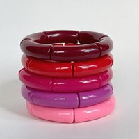 Reds & Pinks // Acrylic Beaded Tube Bead Bracelets Boca Bangle Bracelet | Etsy (US)
