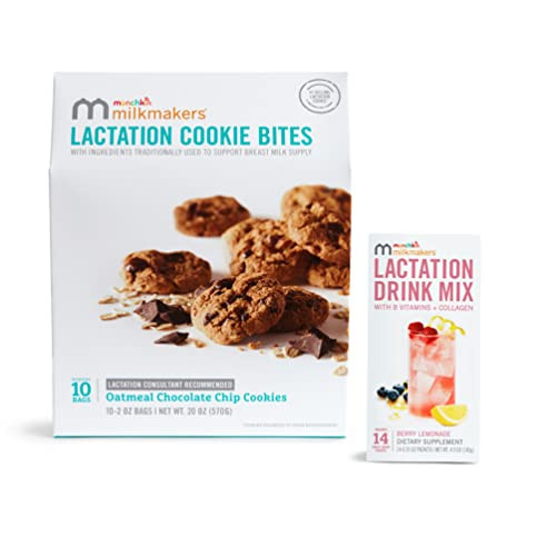 Munchkin® Milkmakers® 10pk Lactation Cookie Bites, Oatmeal Chocolate Chip and 14pk Lactation Drink Mix Supplement, Berry Lemonade | Amazon (US)