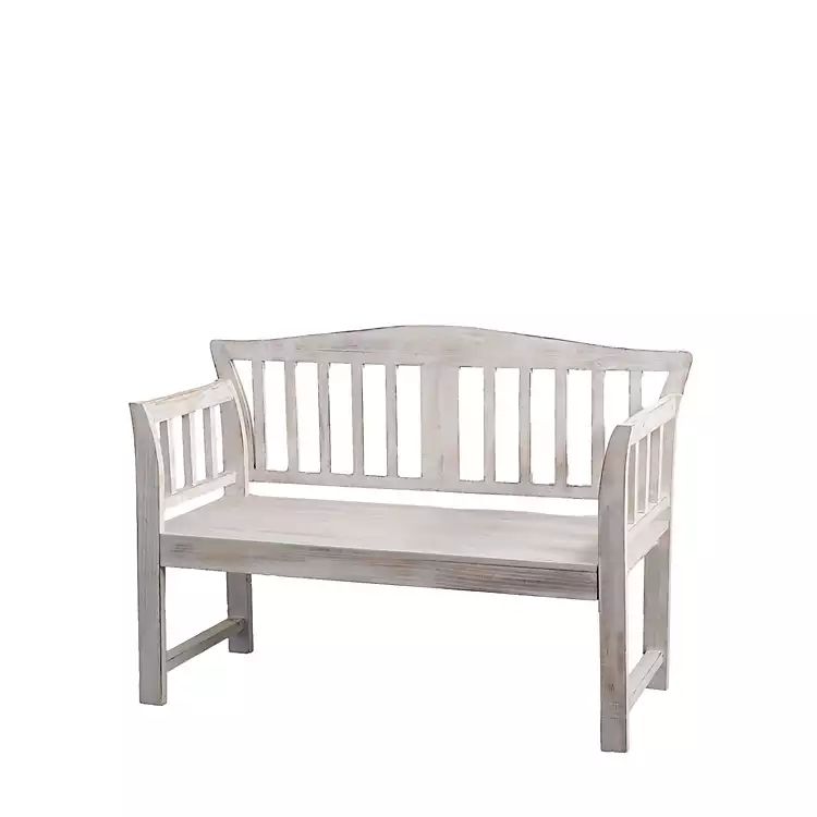 Whitewashed Arched Wood Bench | Kirkland's Home