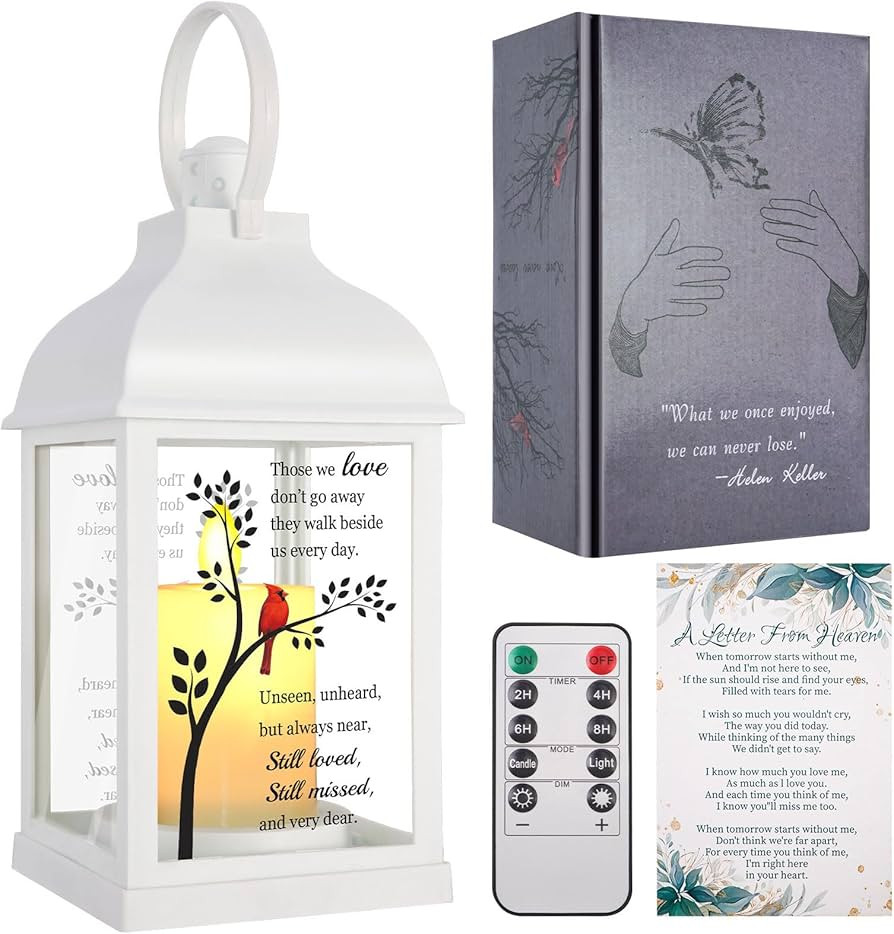 Memorial Lantern with Card - Sympathy Gift for Loss of Mom/Dad/Loved One, Bereavement Keepsake wi... | Amazon (US)