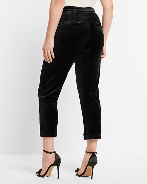 Editor Super High Waisted Velvet Straight Cropped Pant | Express