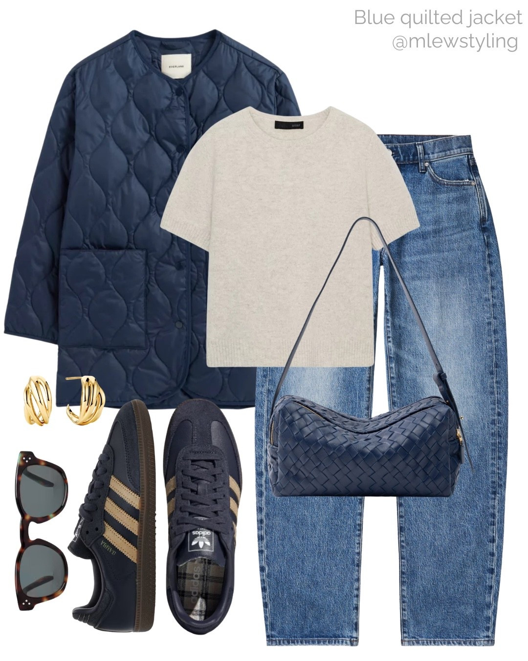 Spring outfit with a blue quilted jacket 💙

Tags: mango barrel leg jeans, short sleeve wool sweater, everlane navy blue coat, adidas samba sneakers, ysl sunglasses, Elleme navy bag, Mejuri gold earrings, capsule wardrobe, weekend outfit 

#LTKgrwm #LTKootd #LTKSeasonal
