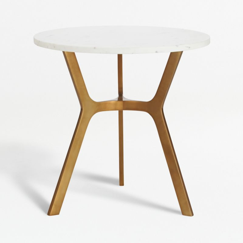 Elke Round Marble End Table with Brass Base + Reviews | Crate & Barrel | Crate & Barrel