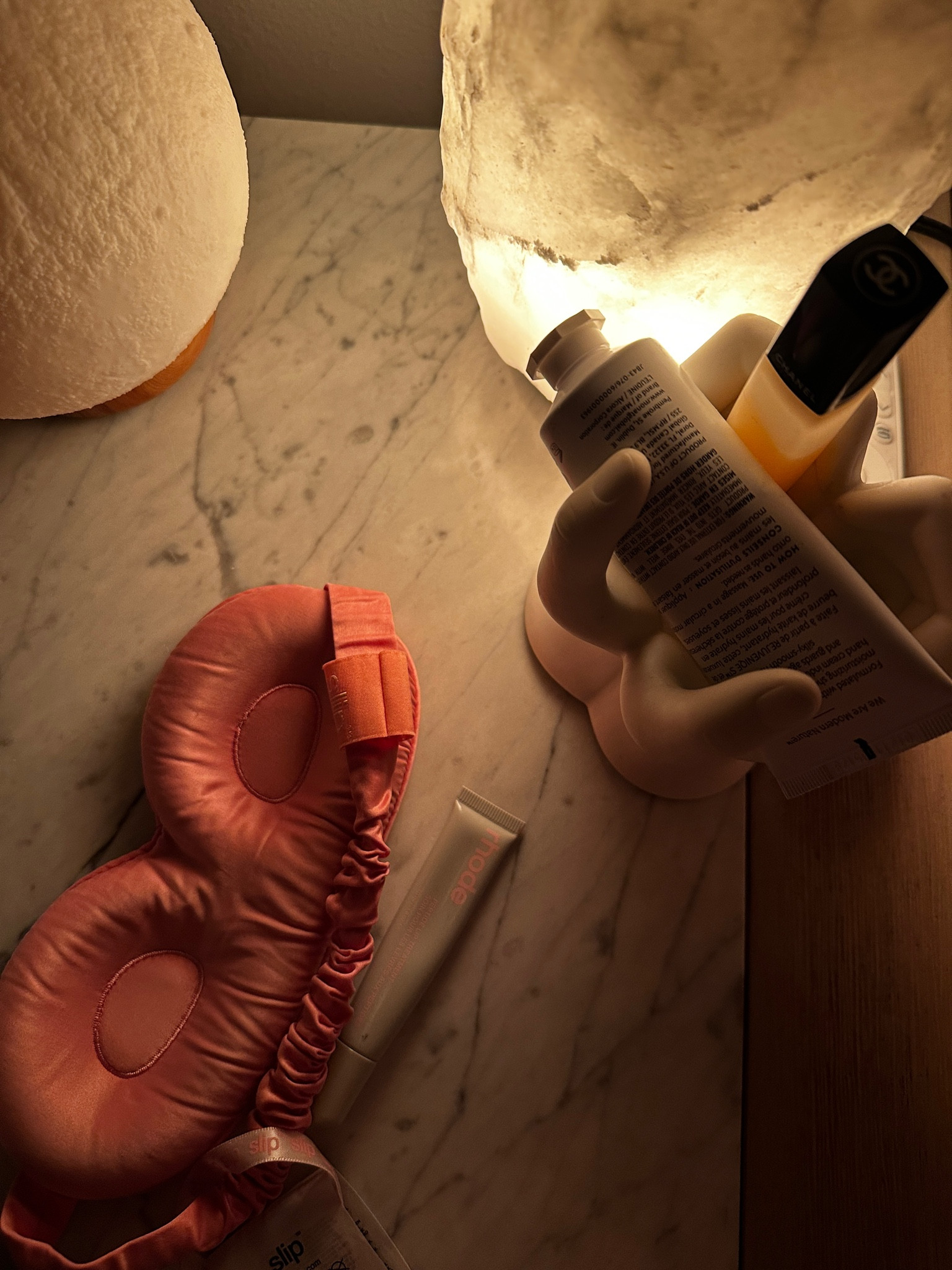 Night essentials 🤍✨

Slip contour eye mask is perfect for those with lashes they want to keep fluffy and not matted and mashed (it’s also more comfortable) 😂 

Rhode lip butter smells amazing and has peptides to help keep lips soft and plump in the dry air (thank god, no crusty lips here 👄 

Hand and cuticle cream are a must in drier air to maintain soft, non gargoyle hands. 

Also night ambiance of soft light is key to a good sleep. I get off my phone as much as possible at night and try to use candles or soft lamps for warm light to help ease into a good sleep. 

#LTKGiftGuide #LTKCyberWeek #LTKHome