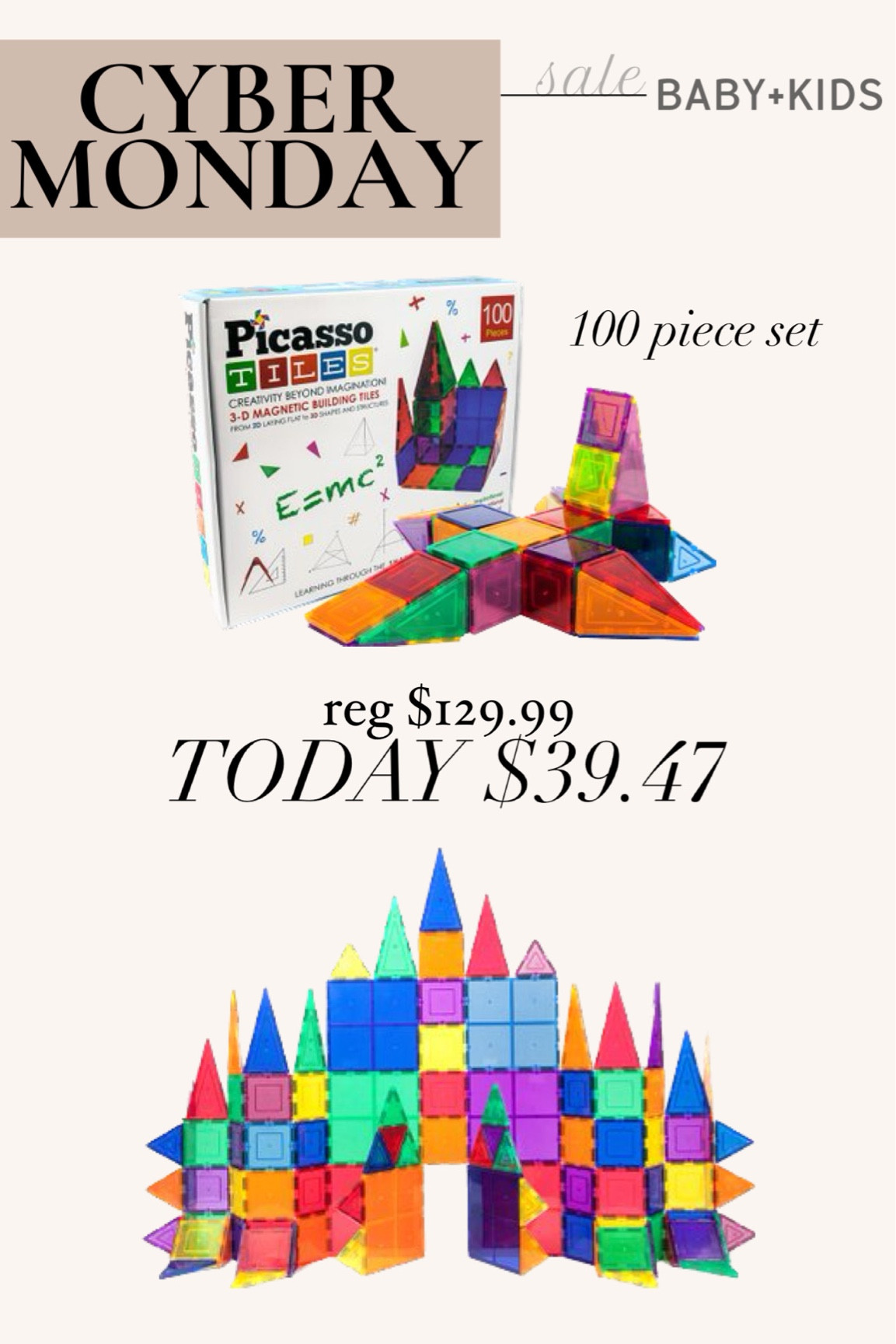 100 piece set magnetic building tiles // Kids toys, cyber Monday, Black Friday, Christmas gifts 

#LTKkids #LTKsalealert #LTKCyberweek