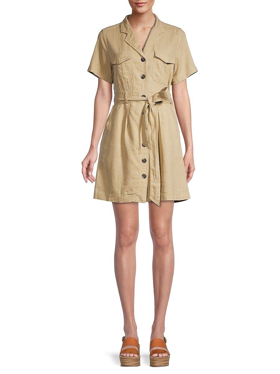Velvet Heart Women's Beryl Linen-Blend Shirt Dress - Khaki - Size XS | Saks Fifth Avenue OFF 5TH