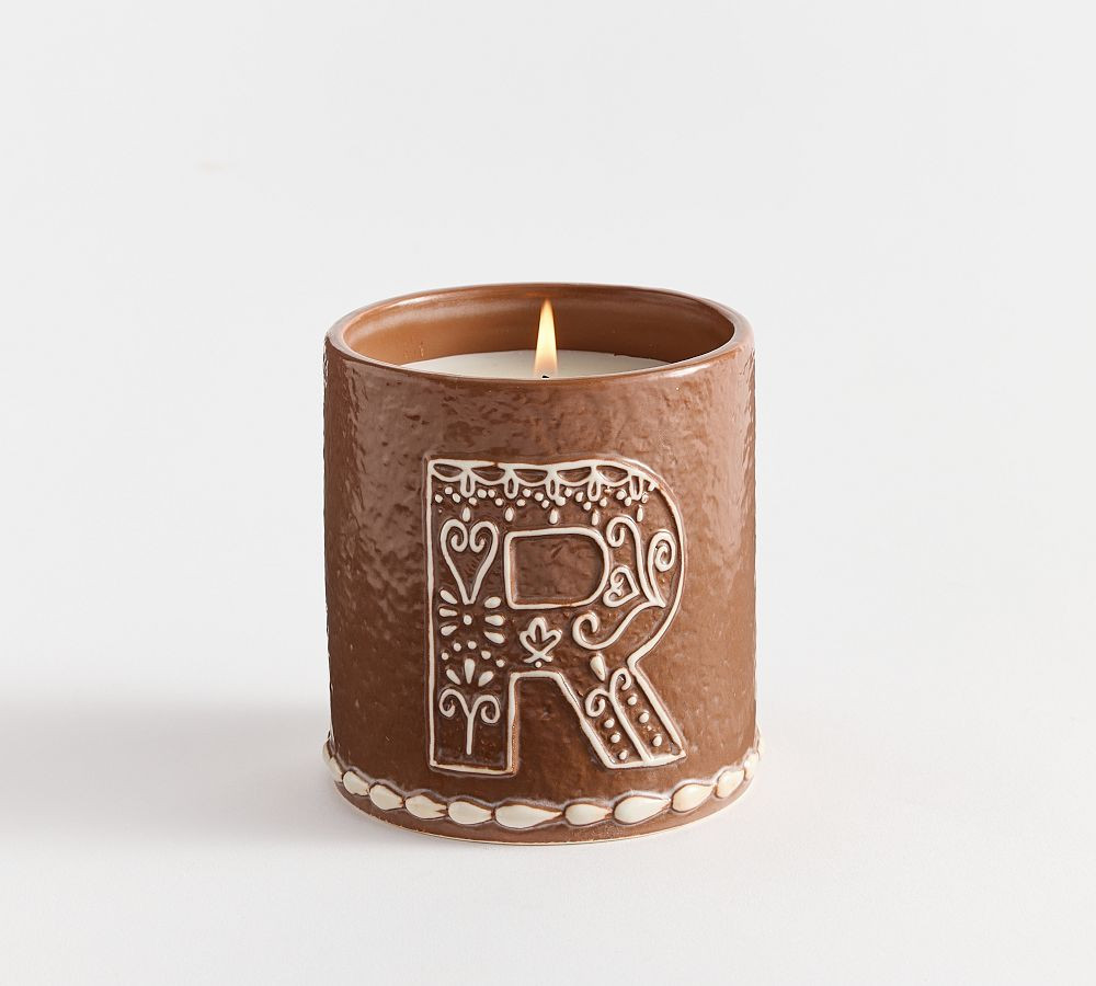 Gingerbread Alphabet Candle: R: Small (Gingerbread Spice) | Pottery Barn (US)