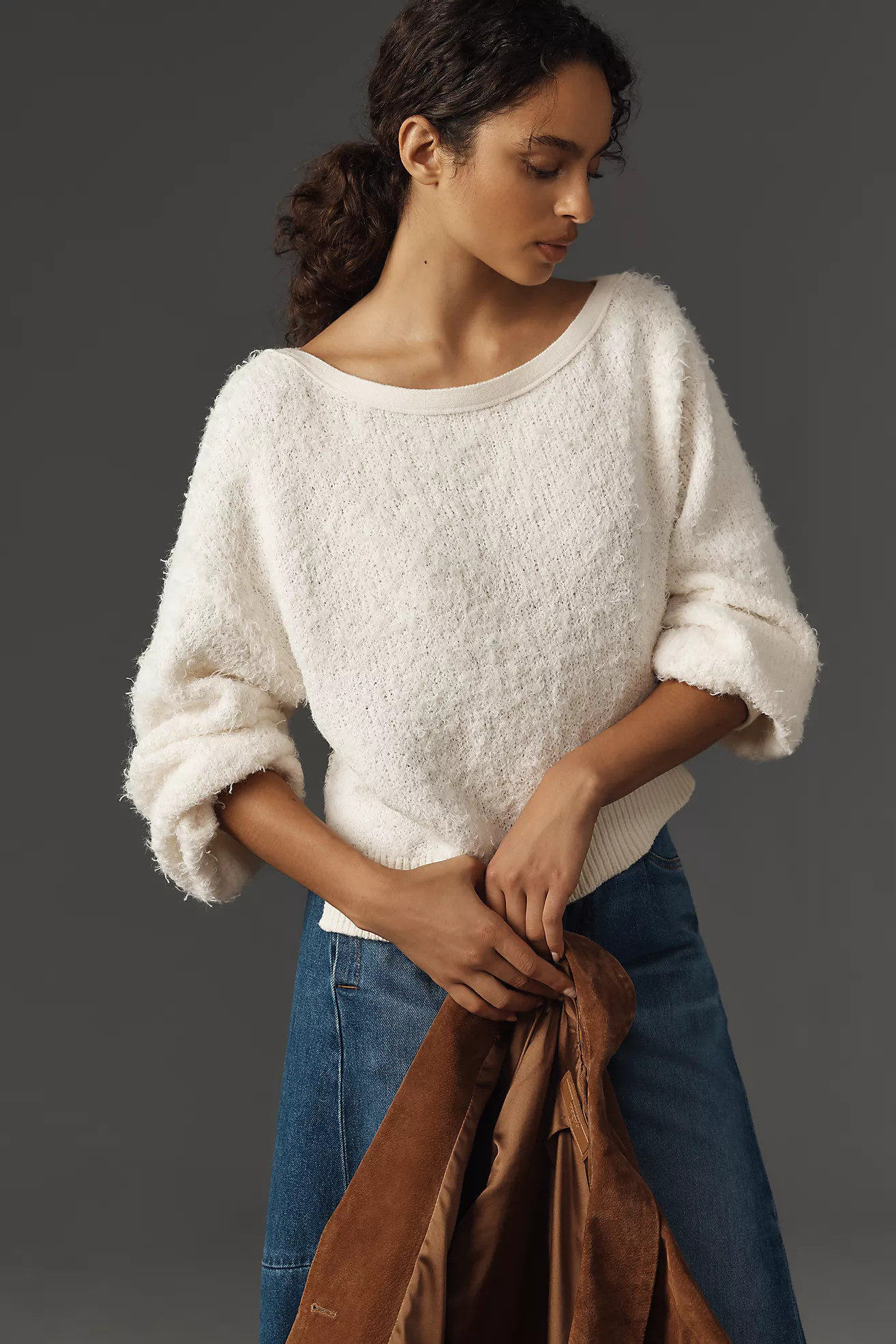 By Anthropologie Fluffy Asymmetrical Sweater | Anthropologie (US)