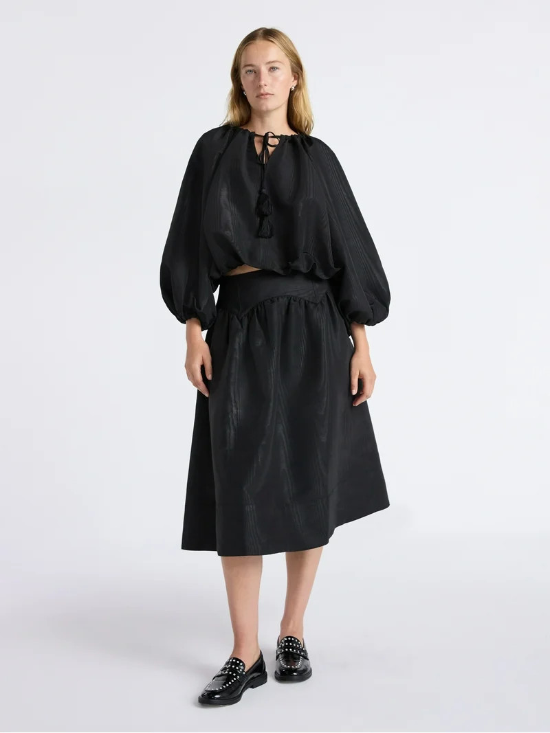 Free Assembly Women's and Women's Plus Bubble Hem Top with ¾-Length Sleeves, Sizes XS-4X | Walmart (US)