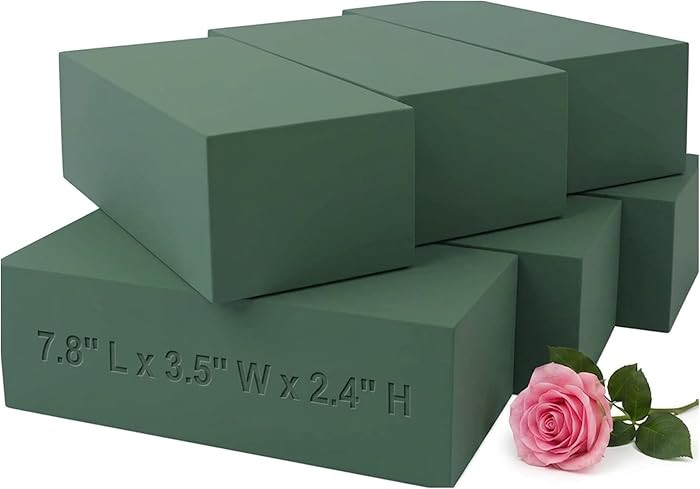 Pack of 6, Dry and Wet Floral Foam Blocks for Fresh and Artificial Flowers, Each (7.8\u201d L x 3... | Amazon (US)