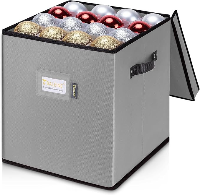 BALEINE Christmas Ornament Storage Box with Dividers, Premium Holiday Ornaments Storage Container... | Amazon (US)