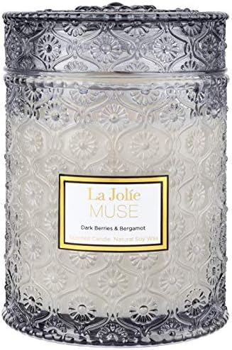 LA JOLIE MUSE Dark Berries & Bergamot Scented Candle, Large Glass Jar Candle, Candle Gift,100% Na... | Amazon (US)