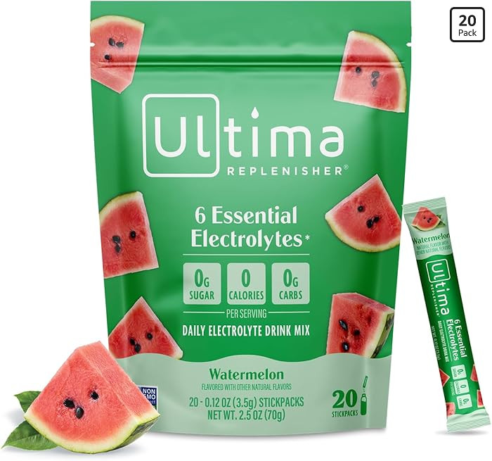 Ultima Replenisher Daily Electrolyte Powder \u2013 Watermelon, 20 Stickpacks \u2013 Zero Sugar Hy... | Amazon (US)