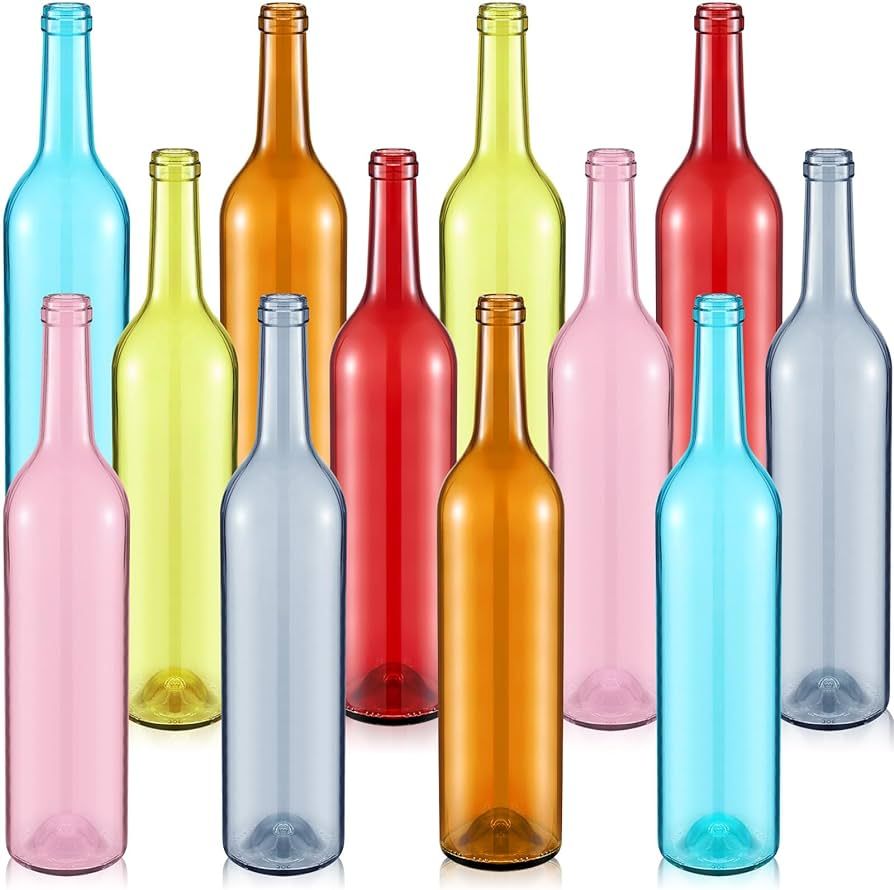 12 Pieces Colored Wine Bottles 750ml Capacity Wine Bottles Colored Glass Bottles Empty Wine Bottl... | Amazon (US)