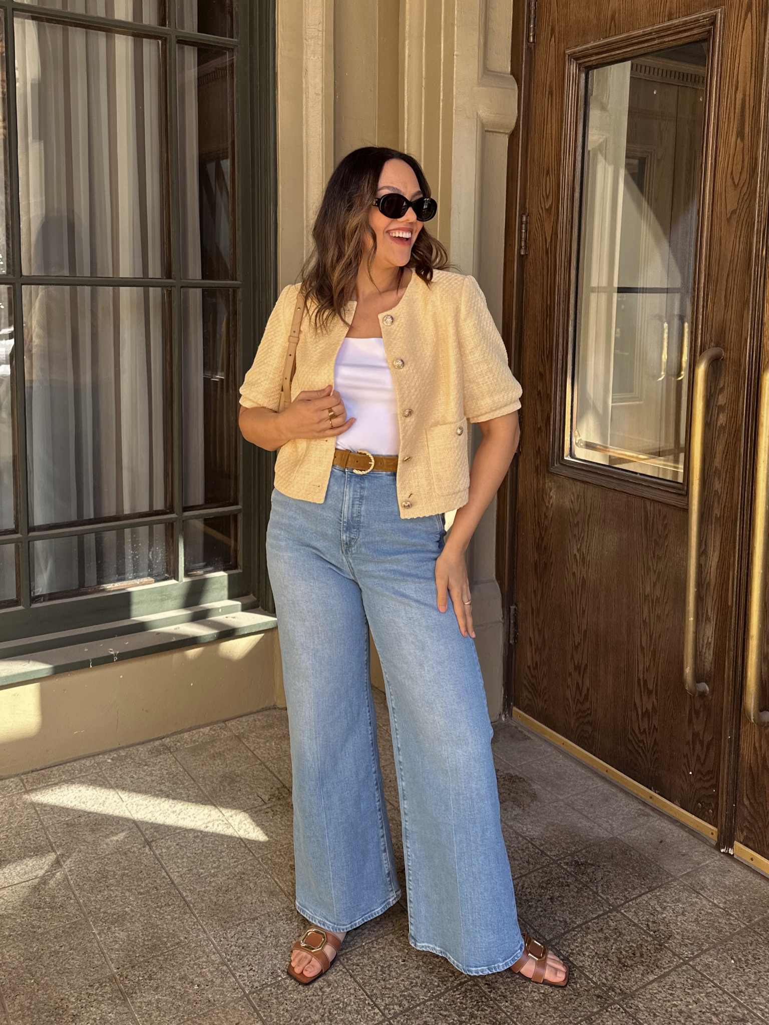 【THEAIRTOWN】Cut-Out Distressed Denim Pants ★ PAIGE Frankie cropped distressed high-rise wide-leg jeans