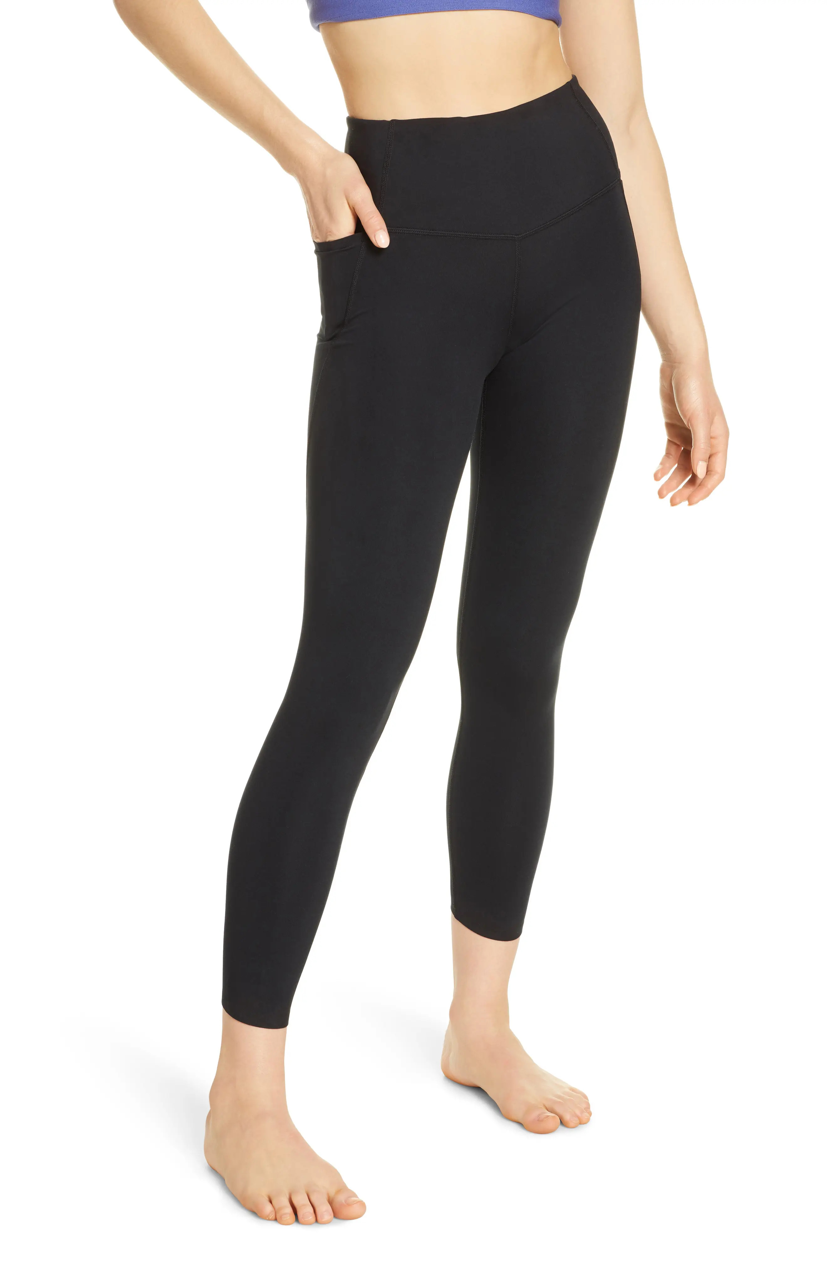 Zella High Waist Studio Lite Pocket 7/8 Leggings, Size Small in Black at Nordstrom | Nordstrom