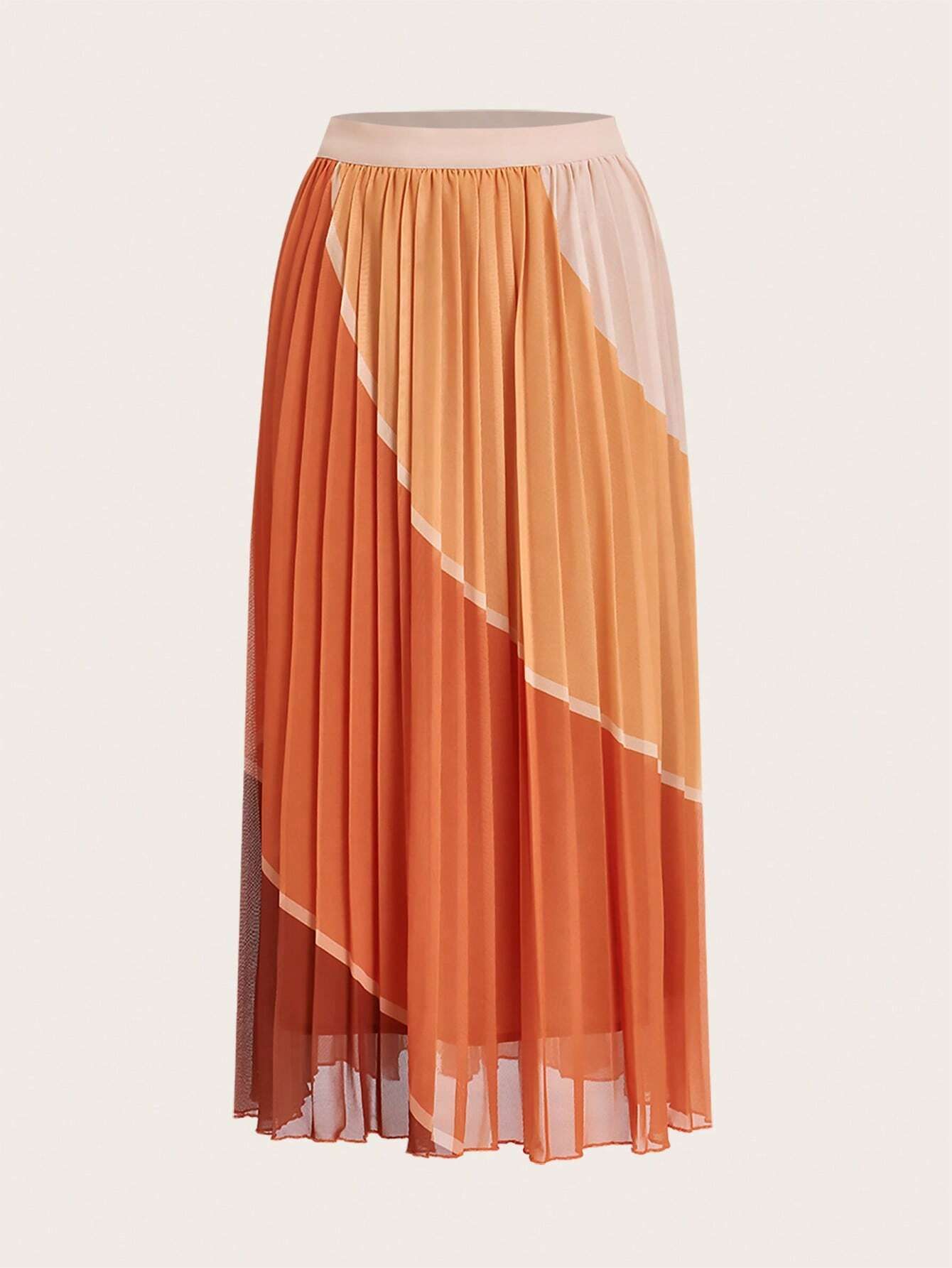 SHEIN Clasi Colorblock Pleated Skirt | SHEIN