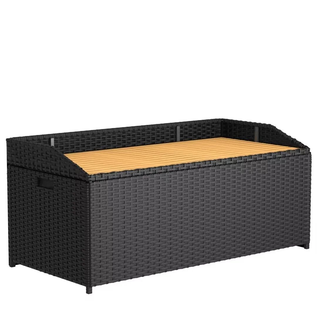 Vineego 65 Gallon Rattan Wicker Deck Box Large Outdoor Storage with Wood Bench Surface and Dust B... | Walmart (US)