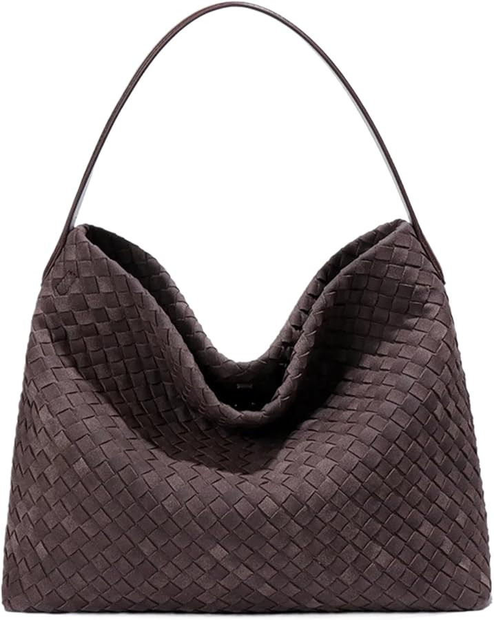 Woven Suede Tote Bag for Women Faux Suede Hobo Bag Slouchy Shoulder Bag Soft Woven Handbag | Amazon (US)