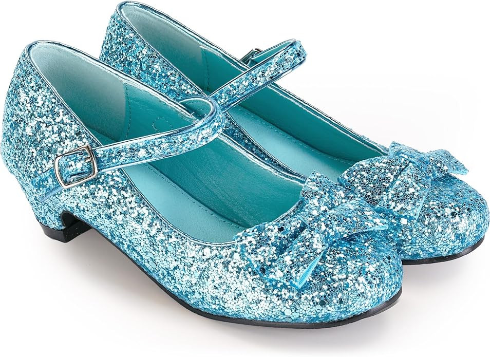 Haysandy Girls Glitter Dress Shoes Low Heel Princess Flats for Kids Toddler Flower Wedding Party ... | Amazon (US)