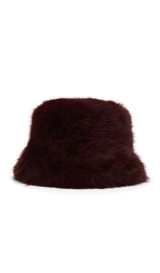 jocelyn Oversized Faux Fur Bucket Hat in Burgundy. | Revolve Clothing (Global)