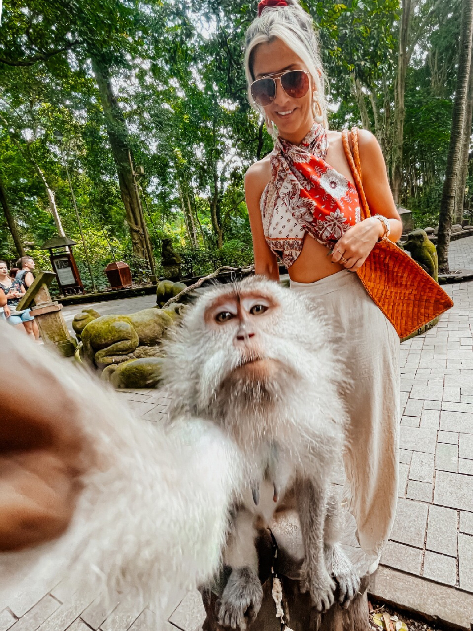 Vacation look inspiration. Casual outfit. Print crop top. Wide leg pants. Neutral pants. Caramel shoulder bag. Sunglasses. #fashioninspiration #stylingideas #crossedtop #vacationlook #summerstyle #printtop #croptop
#LTKFashion 

#LTKstyletip #LTKfit #LTKtravel