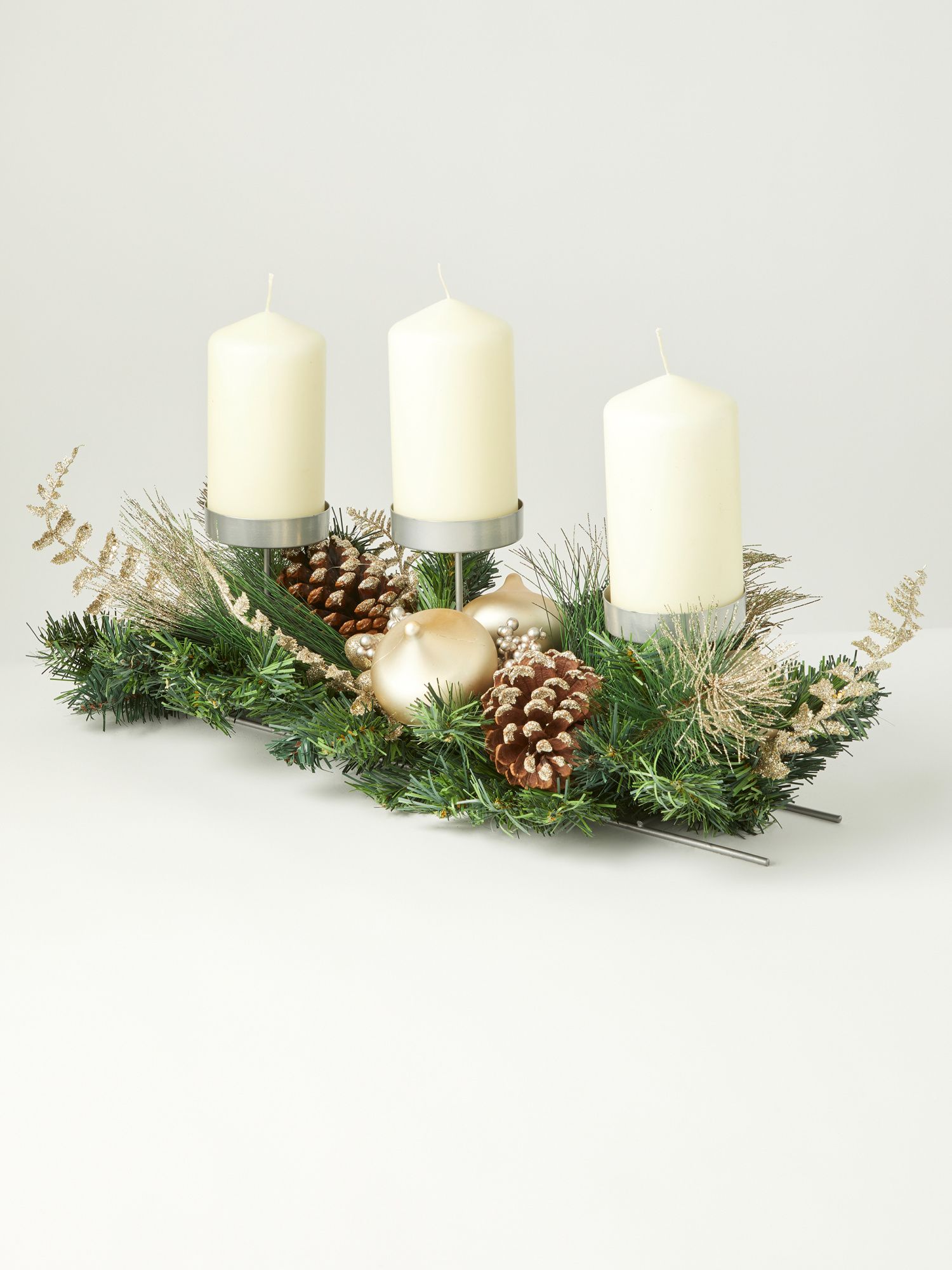 Glitter Pinecone Ornaments Centerpiece Candleholder | Seasonal Decor | HomeGoods | HomeGoods