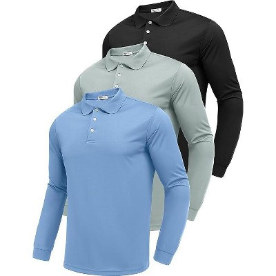 Pinspark 4 Pack Men's Long Sleeve Golf Shirts Breathable Casual Collared Polo Lightweight Quick Dry Tactical Outdoor Shirts | Target