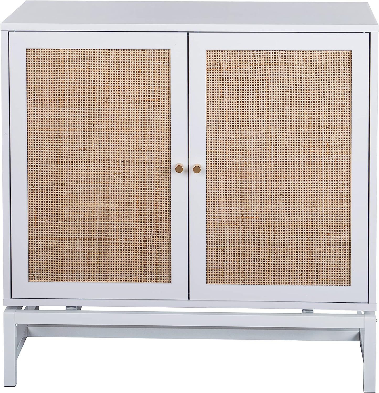 Amazon.com - ZeHuoGe White Sideboard Buffet Side Cabinet Rattan Cupboard with Natural Rattan, 2-T... | Amazon (US)