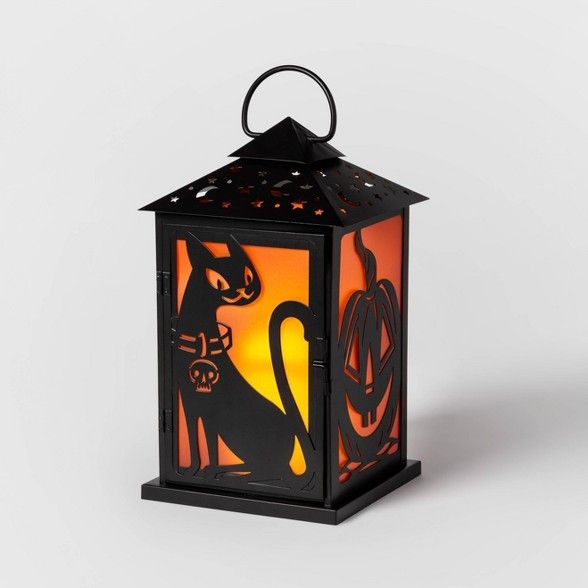 Cat/Pumpkin Silhouette Metal Lantern Halloween Decoration - Hyde & EEK! Boutique™ | Target