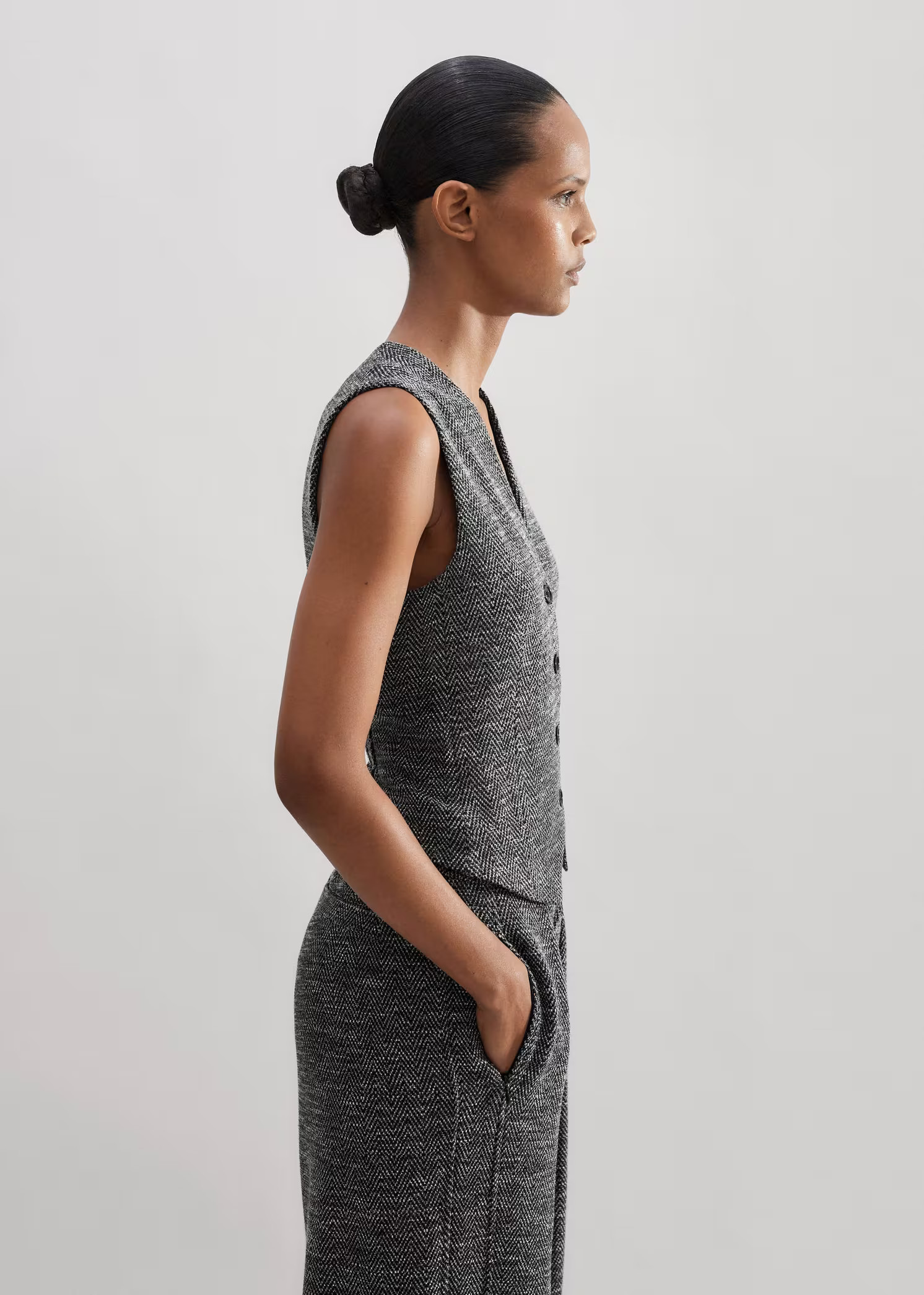 Herringbone Jacquard Tailored Vest | ME+EM US